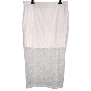 No Boundaries White Lace Pencil Midi Skirt Size XL